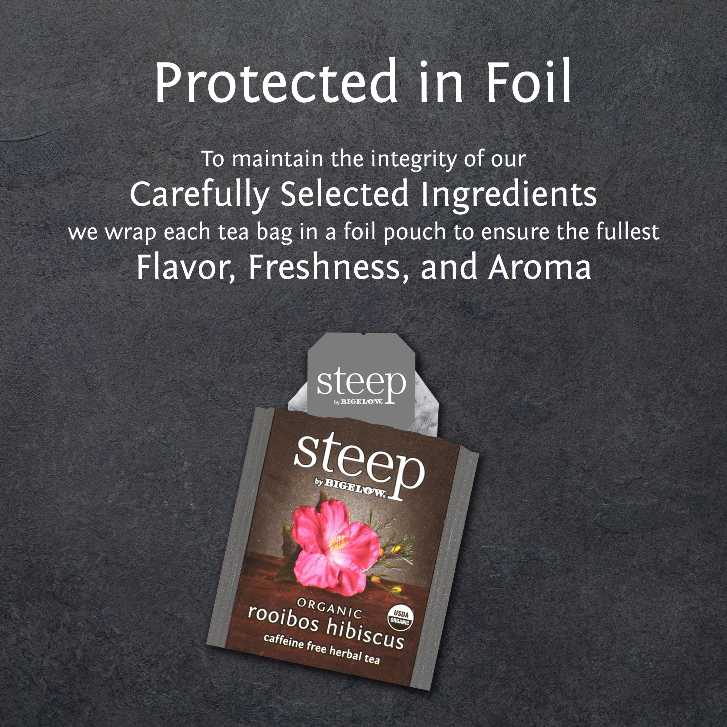 BIGELOW TEA Steep Herbal Tea Flavored Caffeine Free Teabag Box Organic