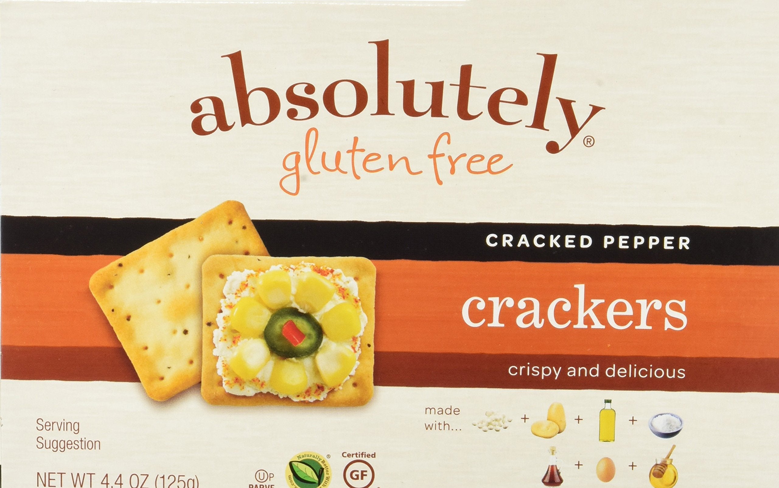 crackers absolutely gluten free cracked pepper , 4.4 oz (pack of 6)
