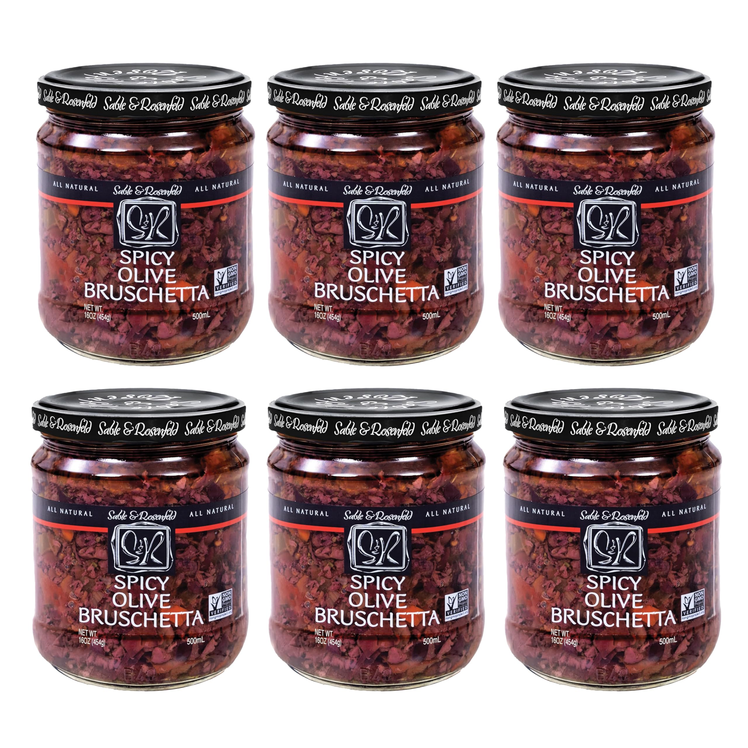 Mediterranean Olive Bruschetta - Gluten-Free Sandwich Spread with Olive Oil for Muffuletta, Sandwiches, Dips, Crackers, Salads, & Appetizers, Kosher - Sable & Rosenfeld