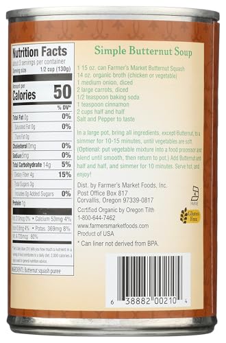 Farmer's Market Foods, Organic Canned Butternut Squash Puree, 15 oz
