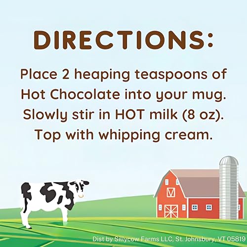 Sillycow Farms Hot Chocolate Mix Truffle Flavor | Vegan, Nut Free Certified Quality Cocoa Powder | Gluten-Free, Non-GMO & Dairy-Free | Reusable Packaging | 16.9 Oz Reusable Glass Bottle