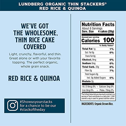 Lundberg Thin Stackers - Rice Cakes, Organic Brown Rice with Sea Salt and Organic Basil & Thyme, Healthy Snacks for Adults, Low-Calorie Snacks, Organic Snacks, Vegan, 6 Oz (Pack of 6)