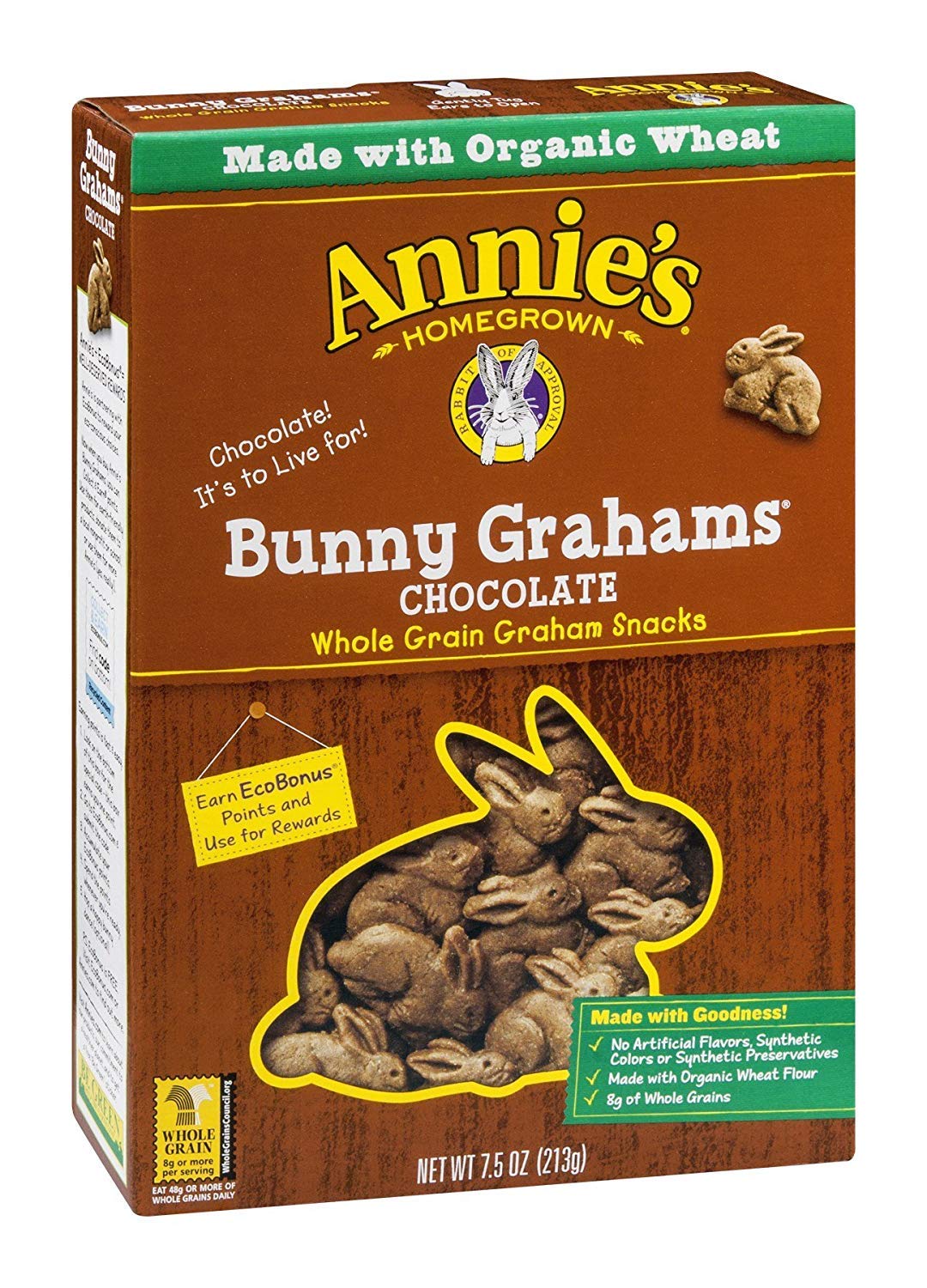 Annie's Chocolate Chip Bunny Grahams Whole Grain Snacks, 7.5 Ounce