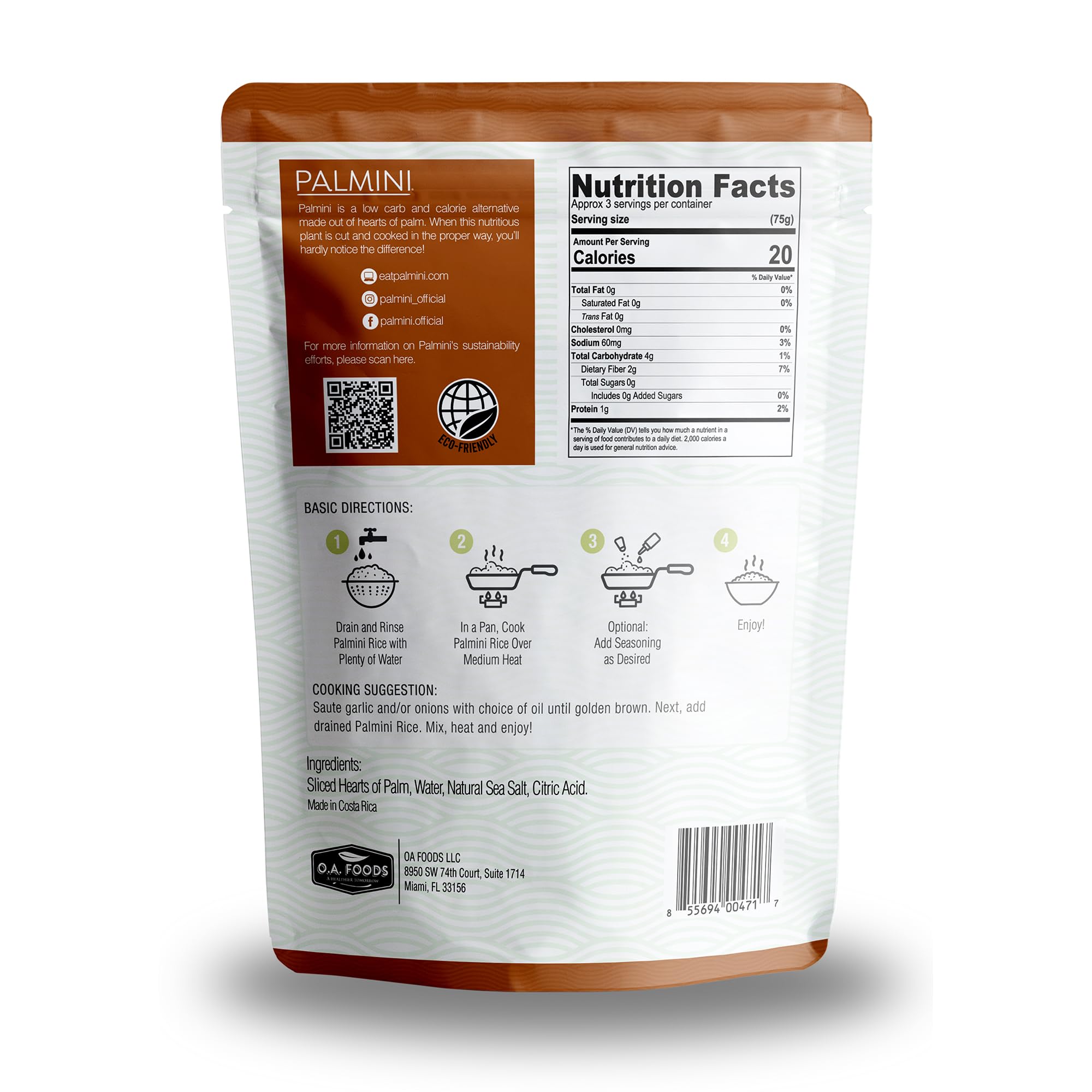 Palmini Rice | Low-Carb, Low-Calorie Hearts of Palm Rice | Keto, Gluten Free, Vegan, Non-GMO & Healthy | As seen on Shark Tank