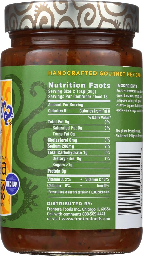 Frontera Gourmet Mexican Salsa Medium Jalapeno Cilantro -- 16 oz - 2 pc