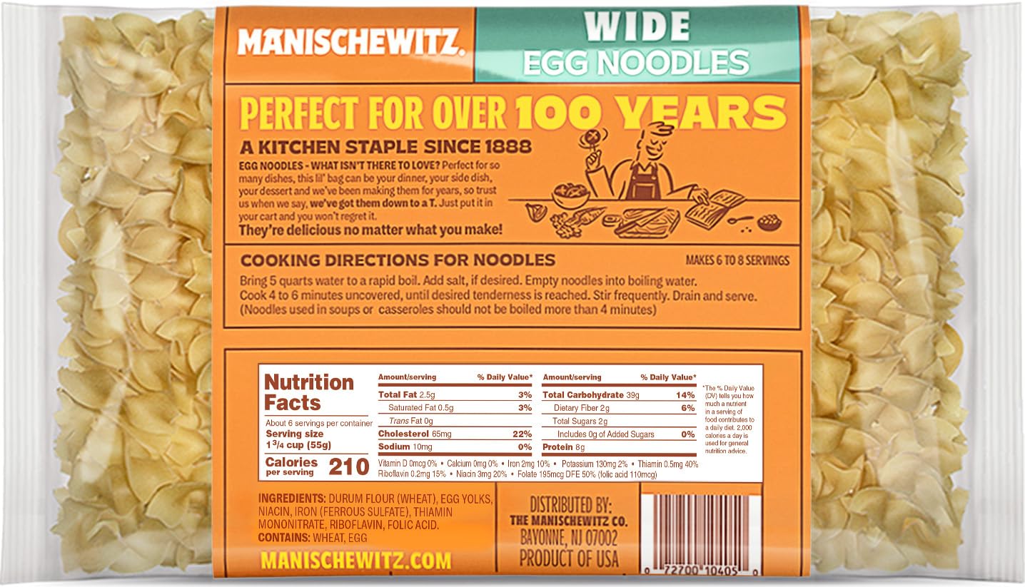 Manischewitz Wide Egg Noodles 12oz (3 Pack) | Homestyle Taste & Texture, Premium Enriched, Low Sodium, No Preservatives