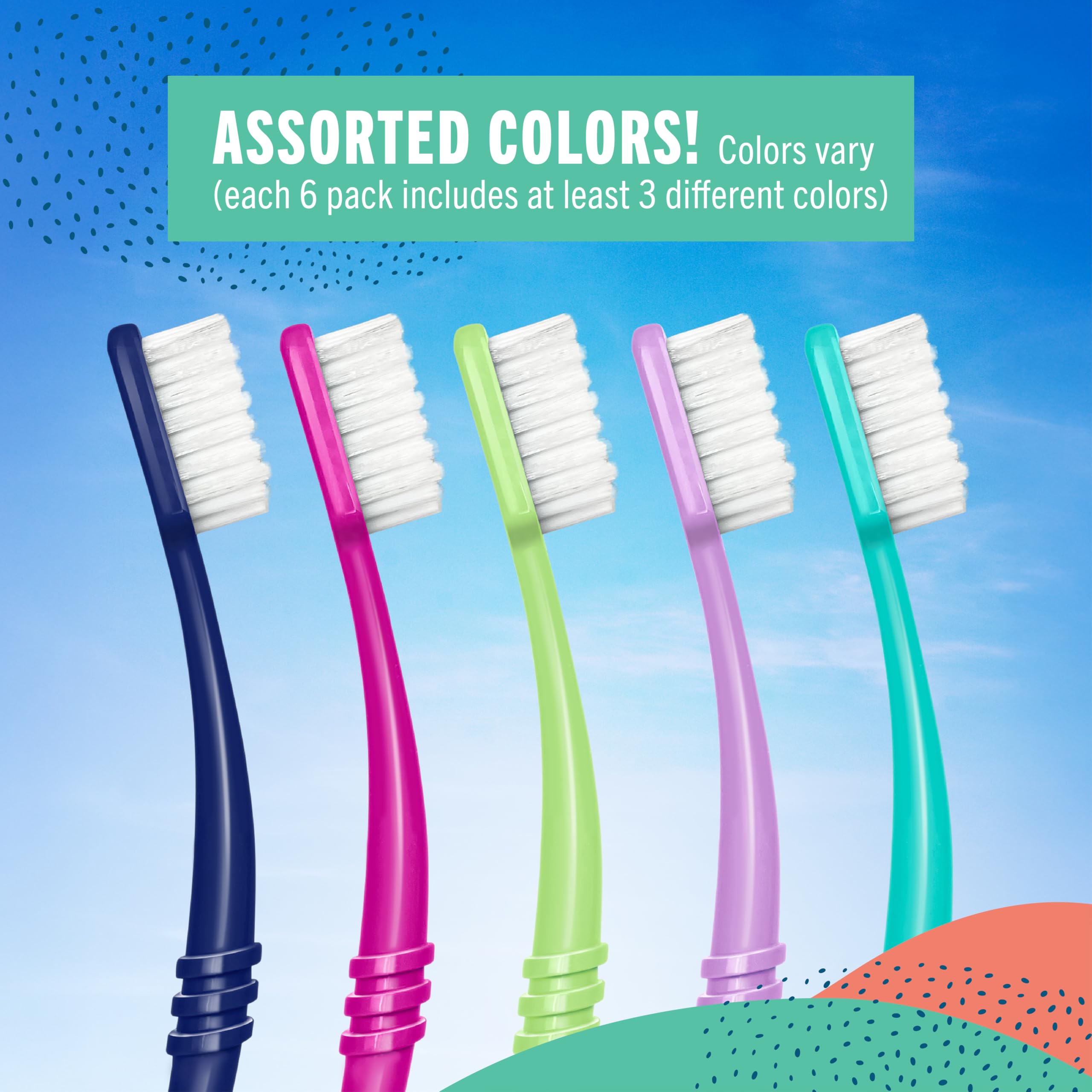 Preserve Eco Friendly Adult Toothbrushes, Made in The USA from Recycled Plastic, Bristles Vary, Colors Vary, 6 Count