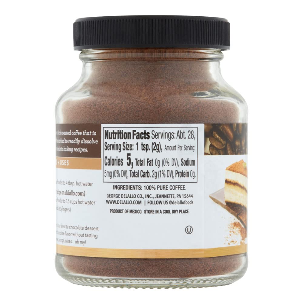 DeLallo Instant Espresso Powder, 1.94oz Jar