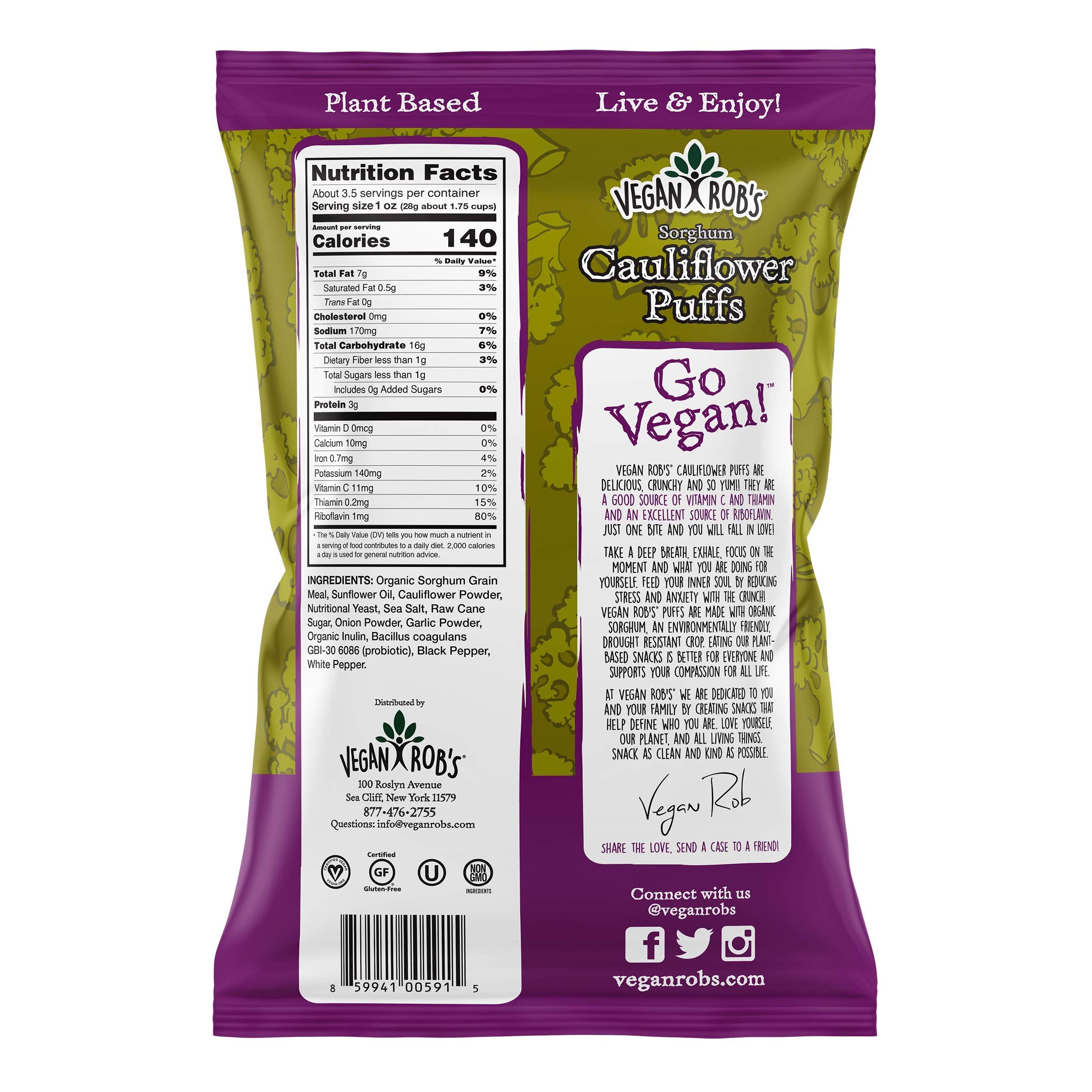 Vegan Rob's Puffs, Cauliflower, Gluten Free Snack