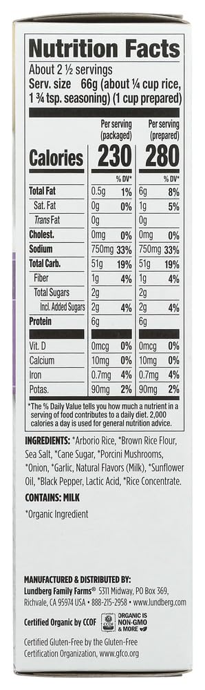 Lundberg Organic Porcini Wild Mushroom Risotto 5.90 Ounces (Case of 6)