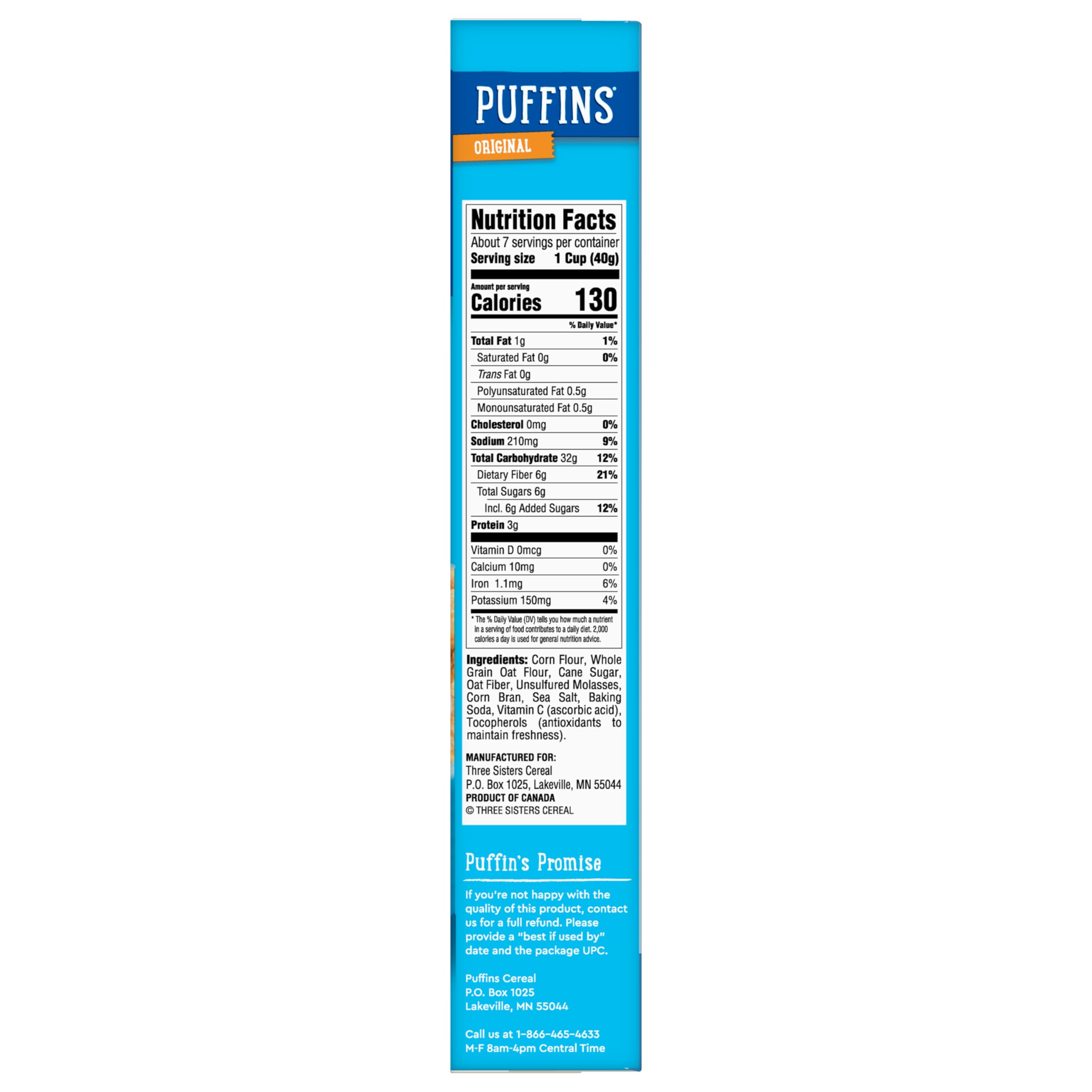 Barbara's Original Puffins Cereal, Puffed Kids Cereal with Corn and Oats, Vegan, Kosher, Non-GMO Project Verified, 10 OZ Box (Pack of 6)