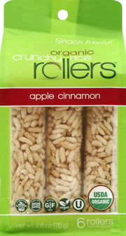 CRUNCHY ROLLERS Organic Apple Cinnamon Rice Rollers 6 Count, 2.6 OZ