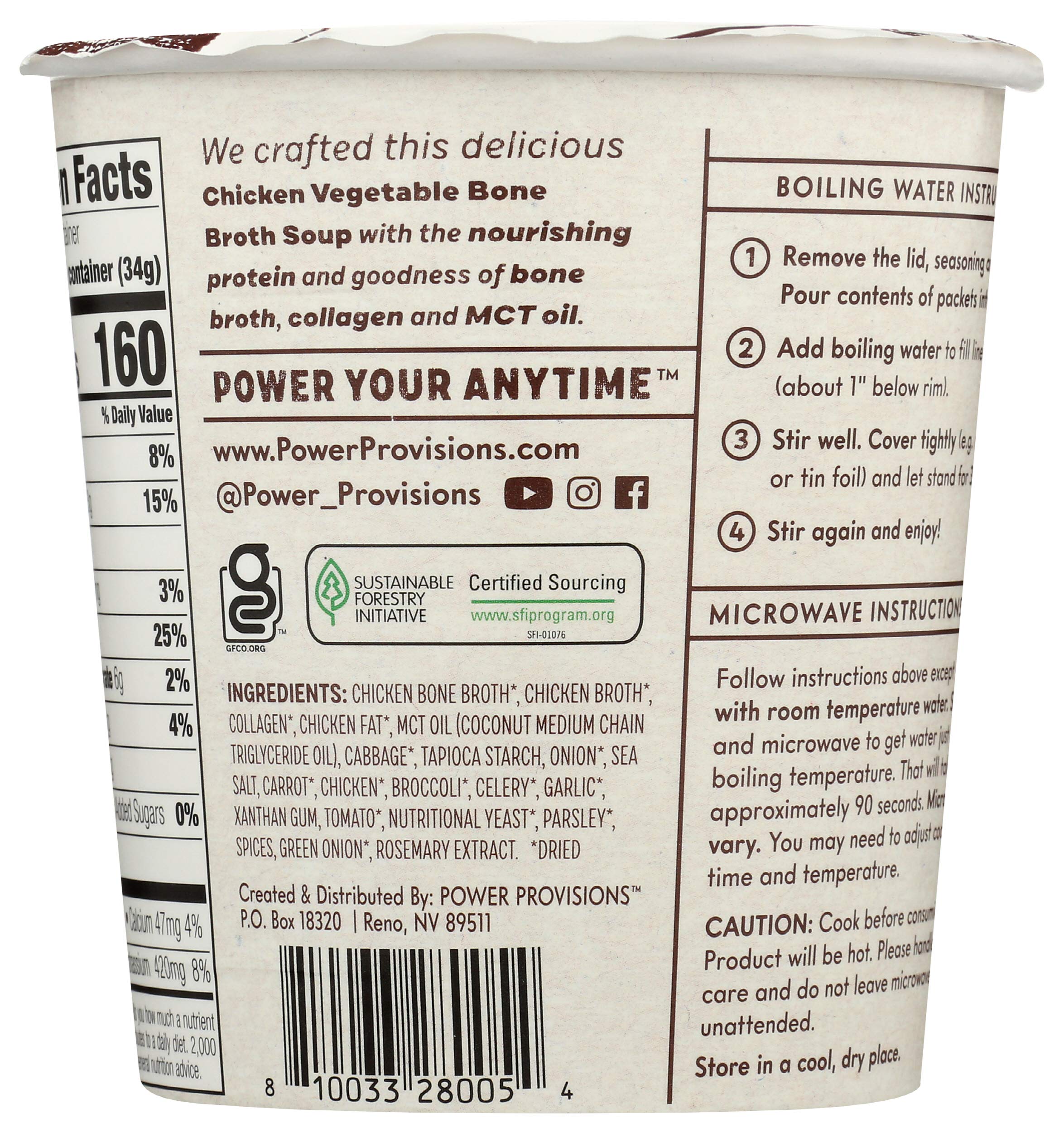 Power Provisions Instant Bone Broth Soup Cups