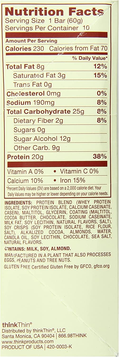 Think Products Thin Bar - Brownie Crunch - Pack of 10-2.1 oz