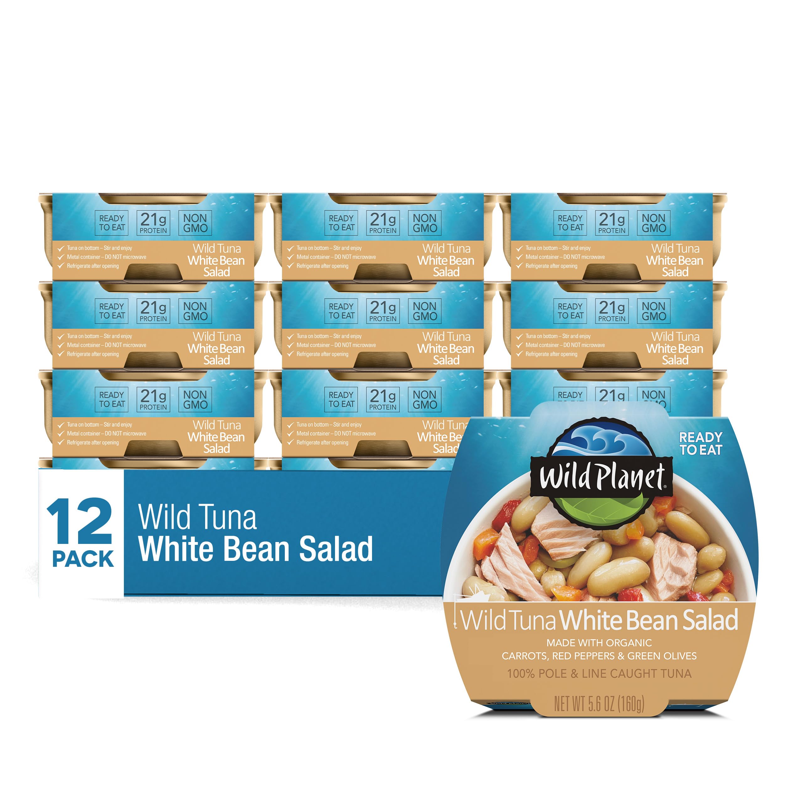 Wild Planet Ready-To-Eat Wild Tuna White Bean Salad With Organic Chickpeas, Carrots, Red Peppers & Green Olives 5.6oz
