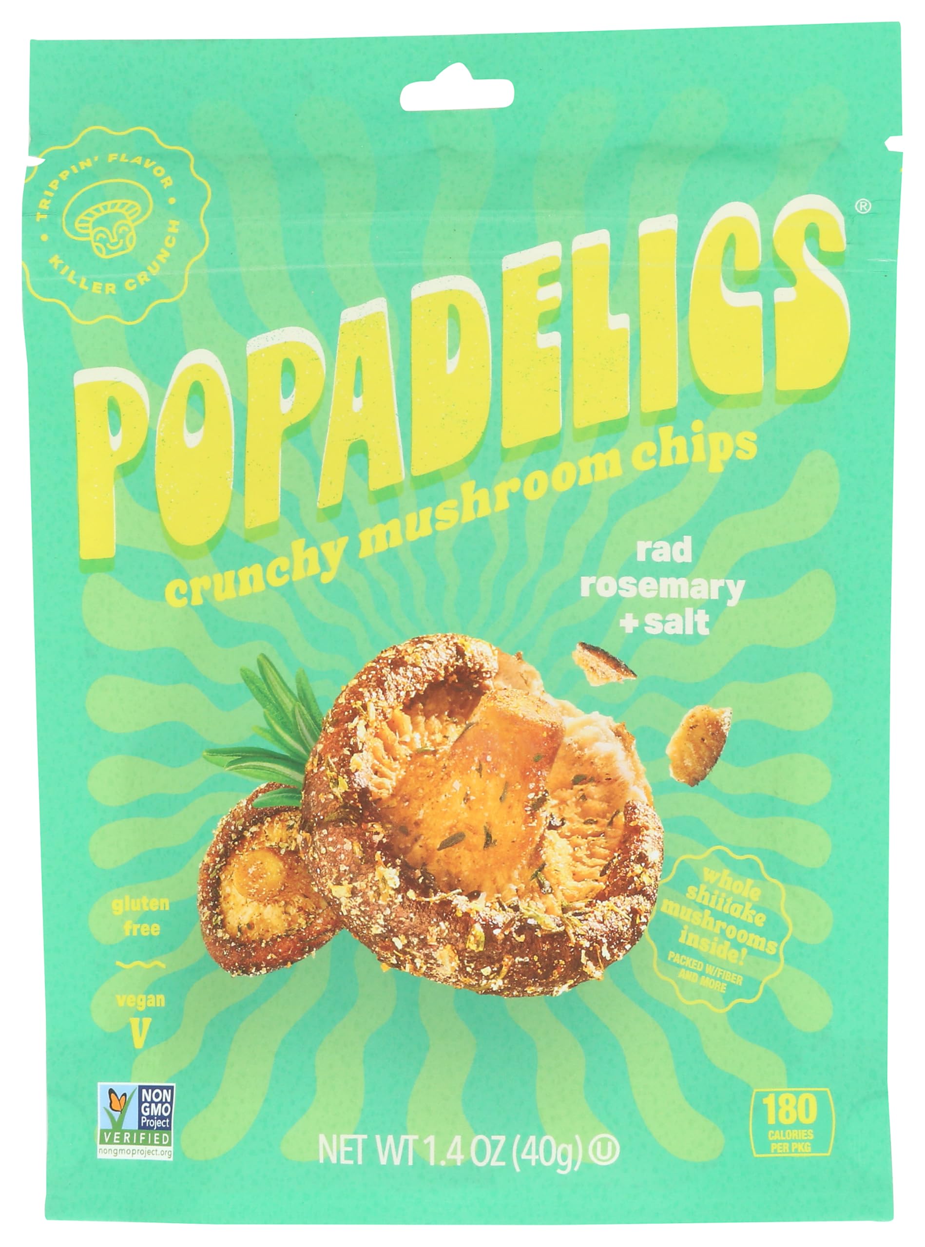 Popadelics Rad Rosemary and Salt Crunchy Mushroom Chips, 1.4 OZ
