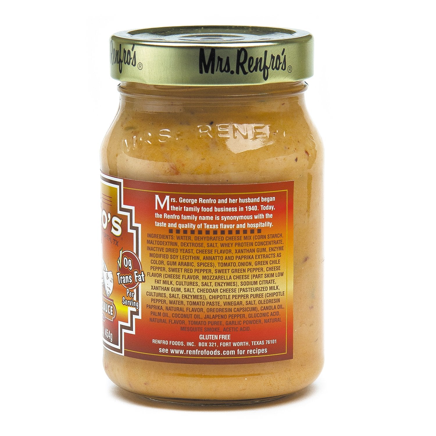 Mrs. Renfro's Ghost Pepper Nacho Cheese Dip, Gluten Free, No Added Sugar, 16 oz Jar