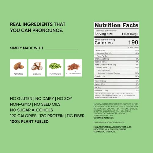 TruBars Vegan Protein Bars - Soy Free, Dairy Free, Gluten Free Protein Bars - No Sugar Alcohols - Non-GMO - 12g of Protein