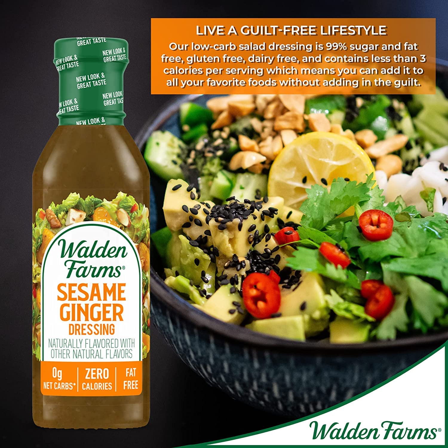 Walden Farms Calorie Free Dressing, Sesame Ginger, 12 Ounce (Pack of 6)