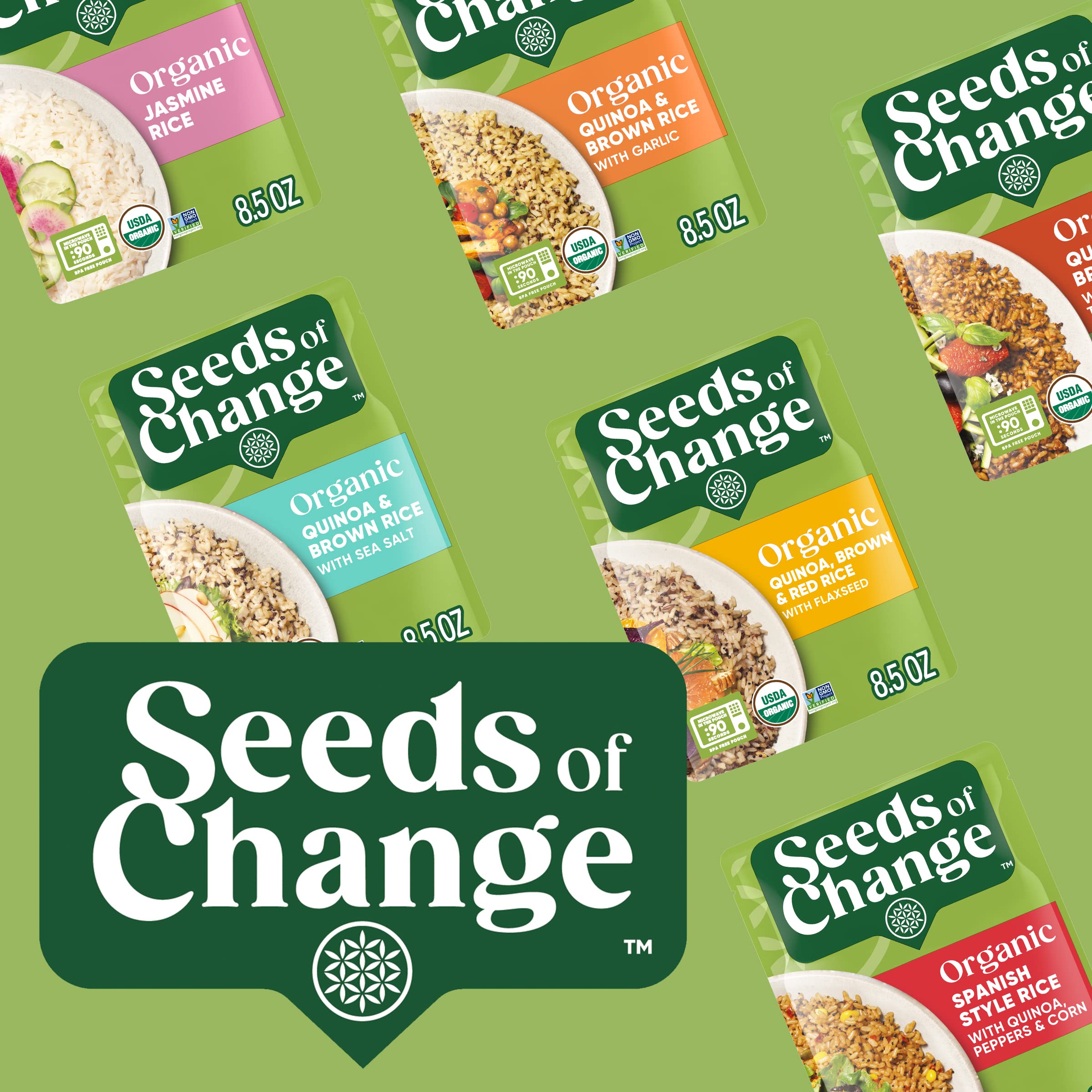 SEEDS OF CHANGE Organic Quinoa & Brown Rice with Garlic, 8.5 Ounce