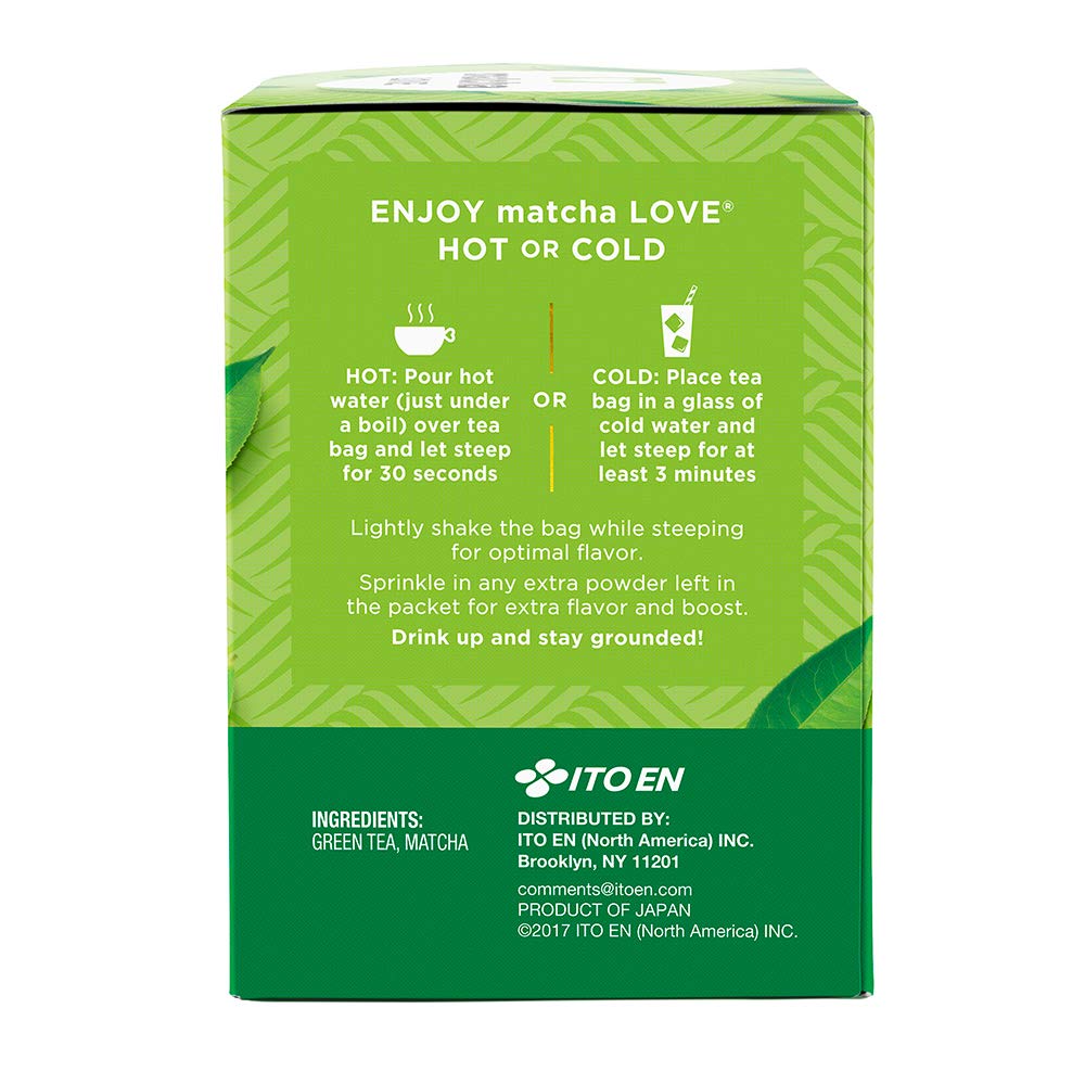 Matcha Love Japanese Matcha + Green Tea, 10 Premium Tea Bags