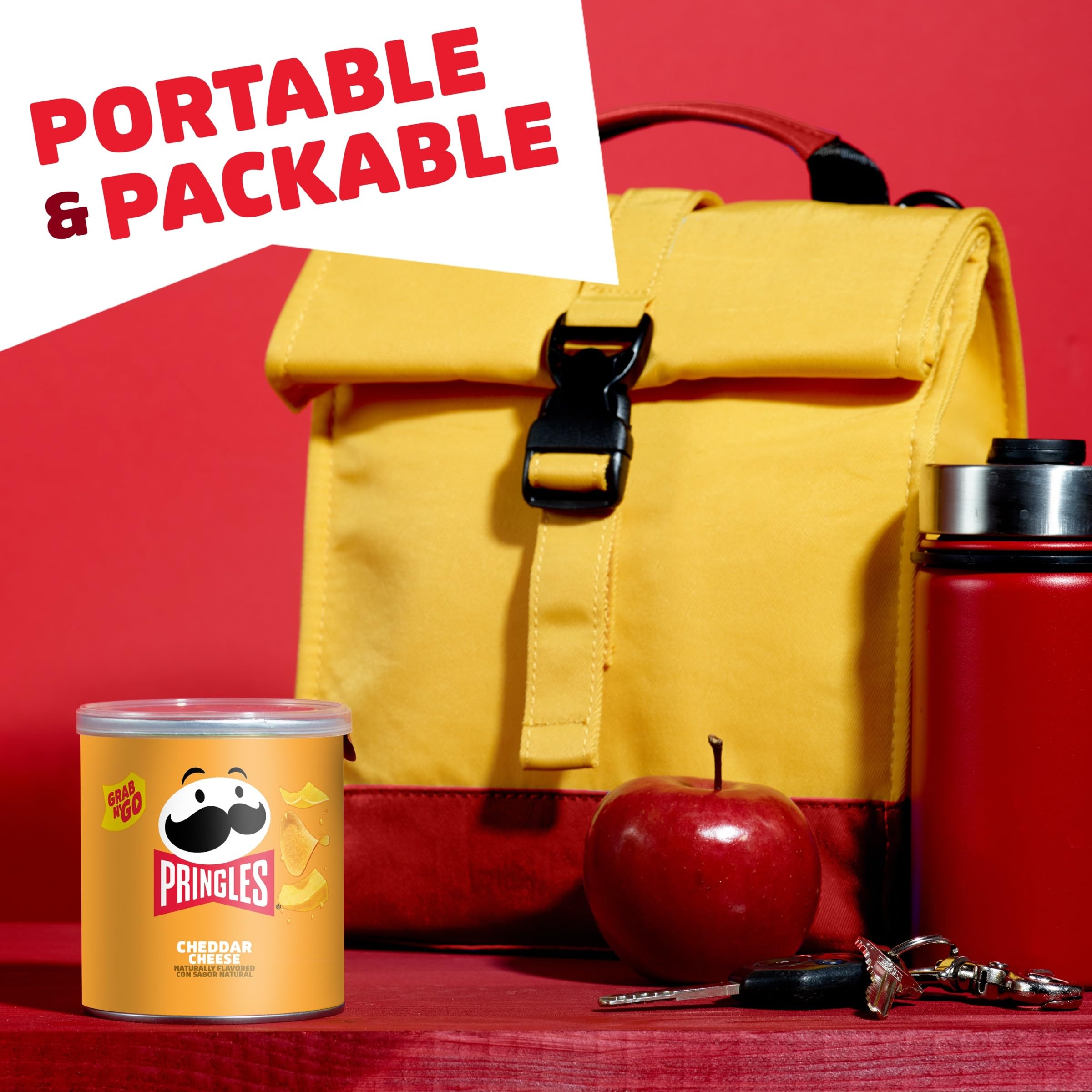 Pringles Potato Crisps Chips, Lunch Snacks, Office and Kids Snacks, Grab N' Go Pack, Cheddar Cheese, 1.4oz Can (1 Can)