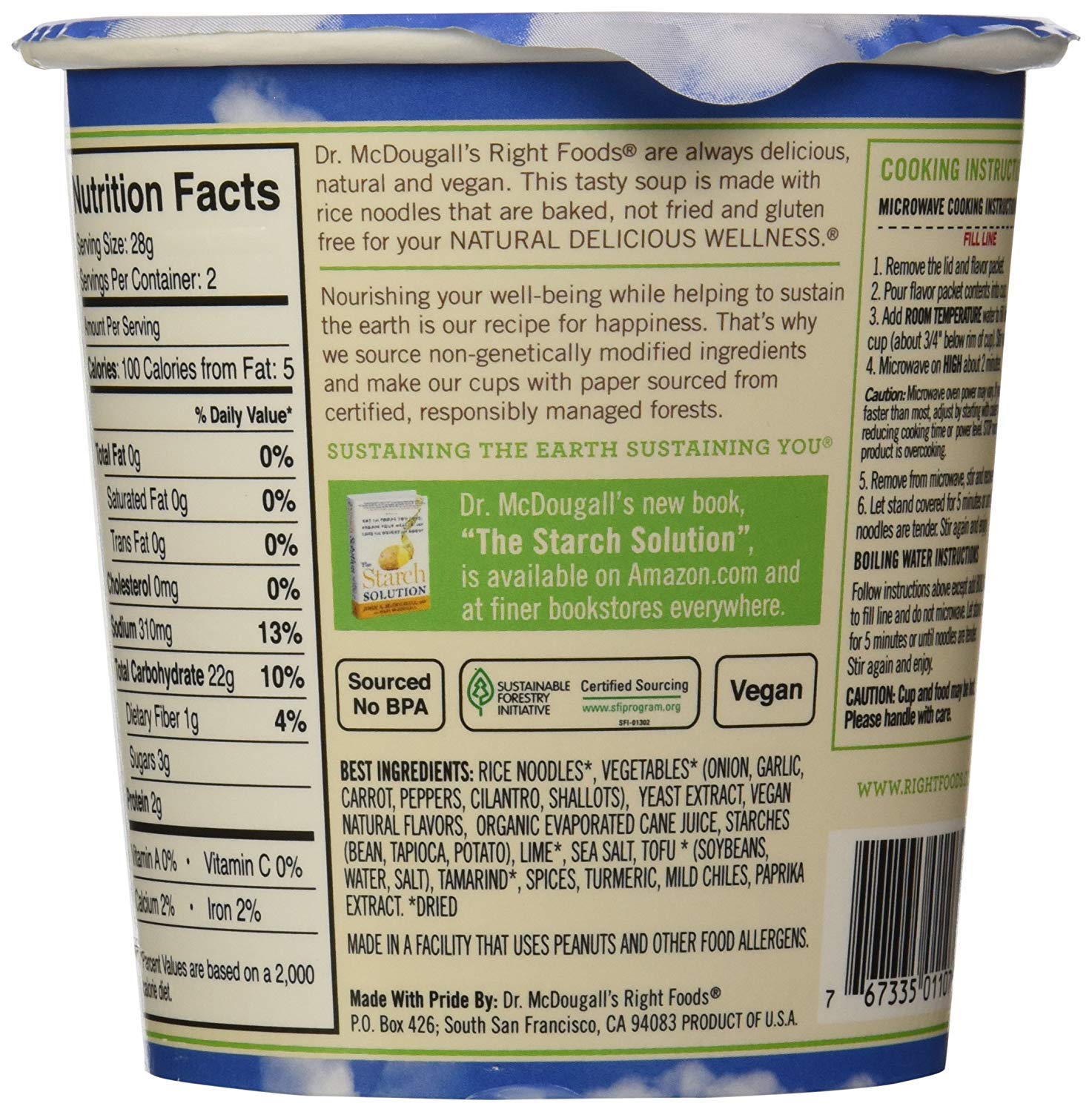 Dr. McDougall's Vegan Chicken Soup - Chicken Noodle Soup - Organic Ramen Noodle Cups - Low Sodium Vegan Soup with Instant Noodles - 1.4 Ounces - Pack of 6