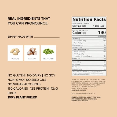 TruBars Vegan Protein Bars - Soy Free, Dairy Free, Gluten Free Protein Bars - No Sugar Alcohols - Non-GMO - 12g of Protein