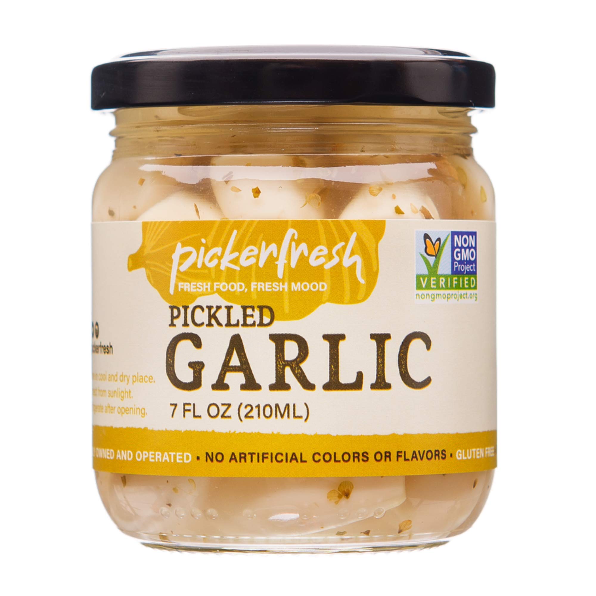 Pickerfresh Pickled Garlic - Gourmet Garlic Cloves - Simple Ingredients - Non-GMO, Gluten Free & No Artificial Color