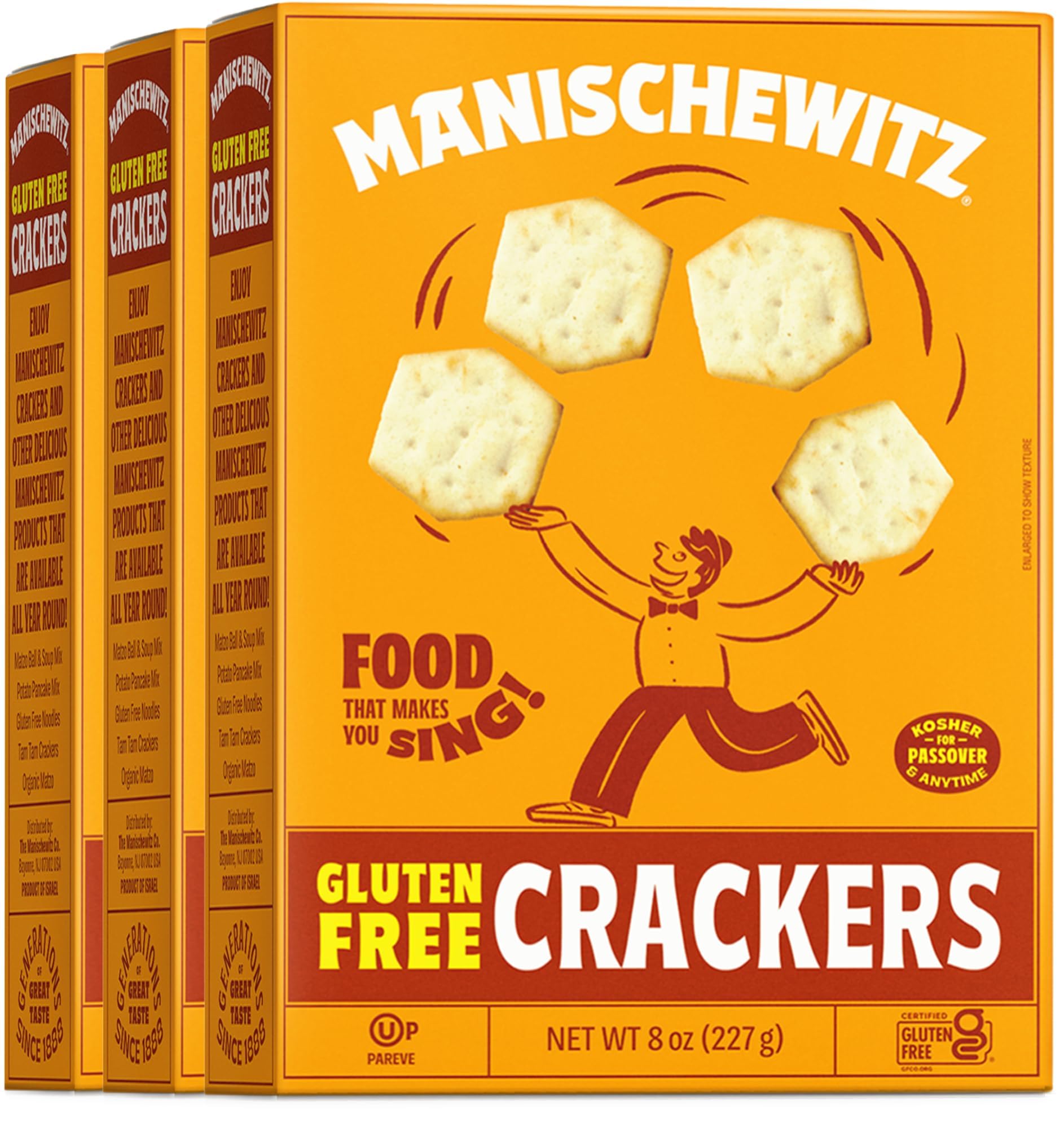Manischewitz Gluten Free Original Crackers 8oz (3 Pack) | Grain Free, Fluffy & Airy, Baked to Perfection, Kosher for Passover