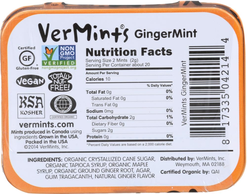 Vermints Gingermint Breathmints 1.41 Oz (Pack of 6)
