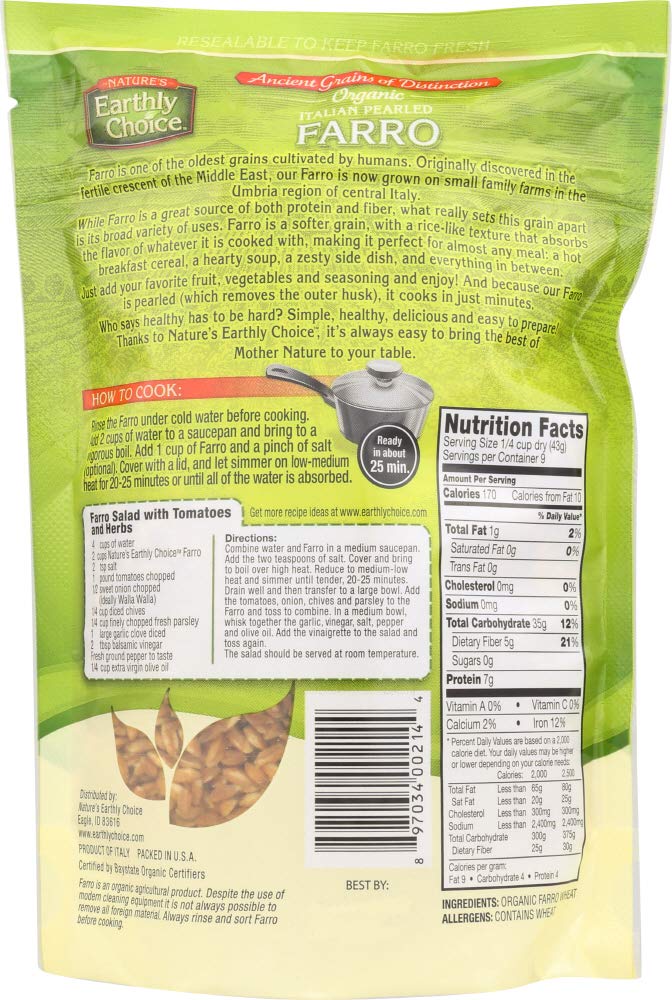 Nature's Earthly Choice Organic Italian Pearled Farro 14 Oz. Pk Of 3.