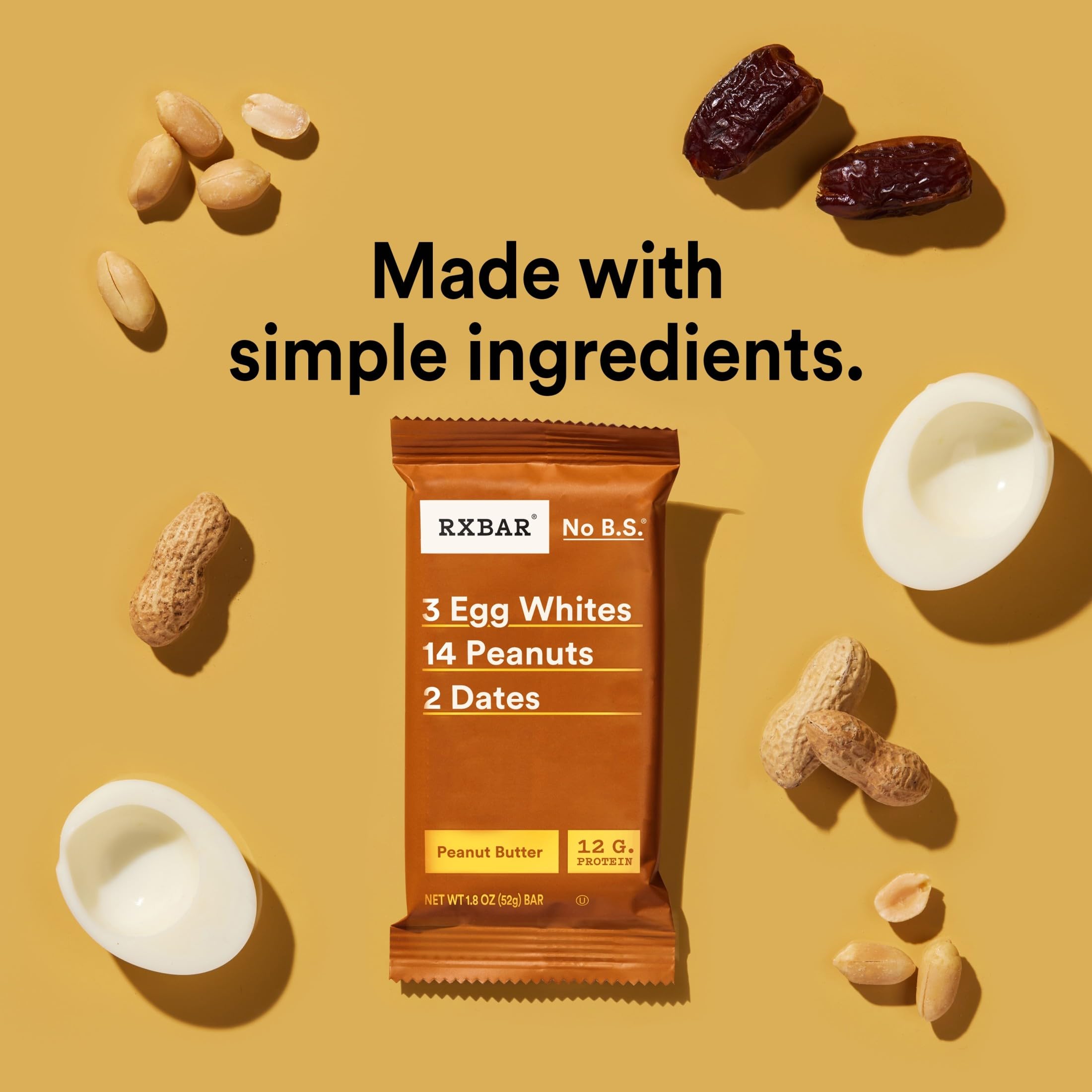 RXBAR Protein Bars, 12g Protein, Gluten Free Snacks, Peanut Butter