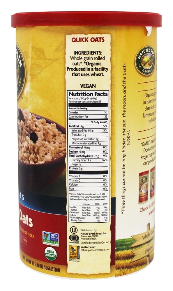 COUNTRY CHOICE OATMEAL QUICK ORG, 18 OZ