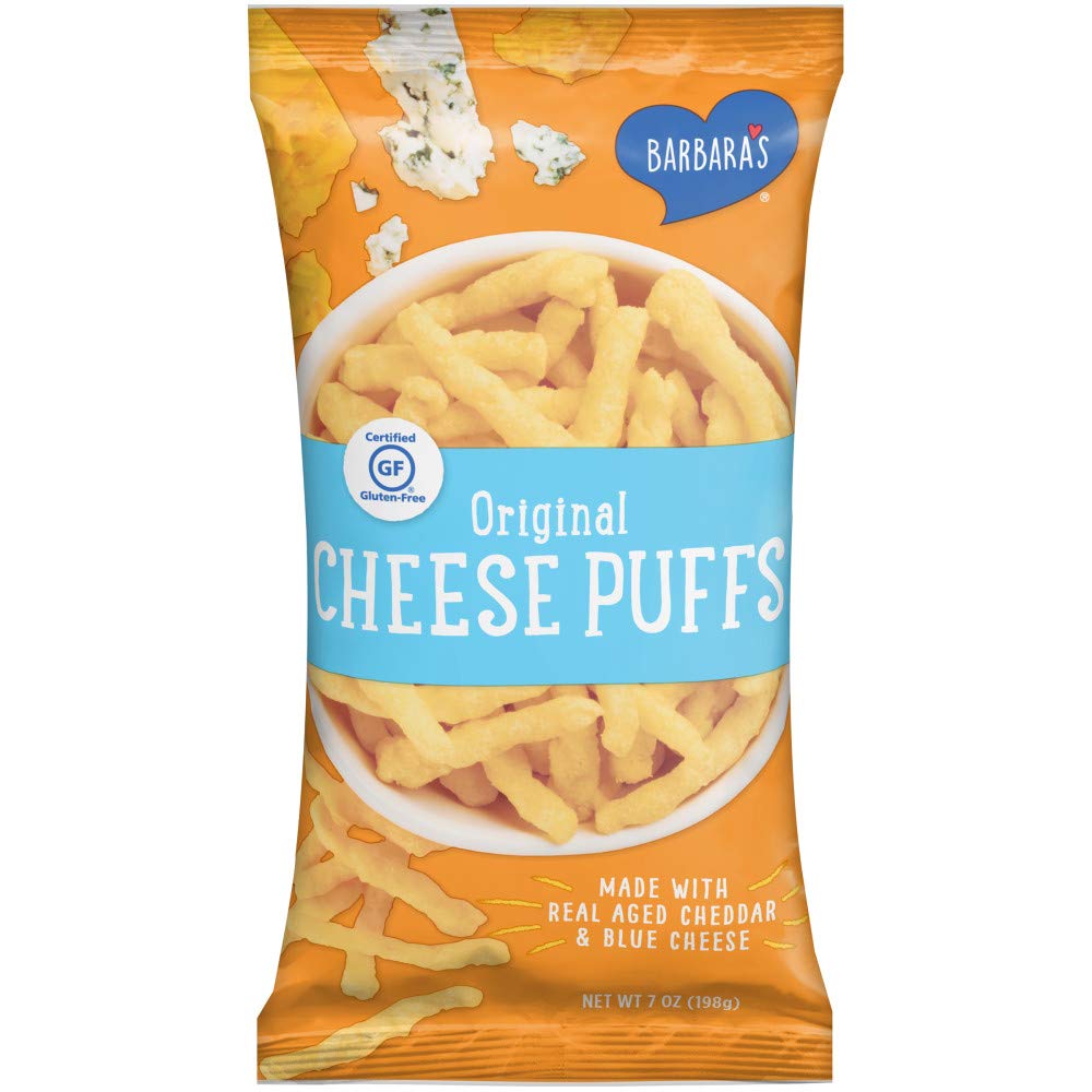 Barbara's Original Cheese Puffs, Cheddar Puff Kids Snack Made With Real Aged Cheddar and Blue Cheese, Gluten Free Snack