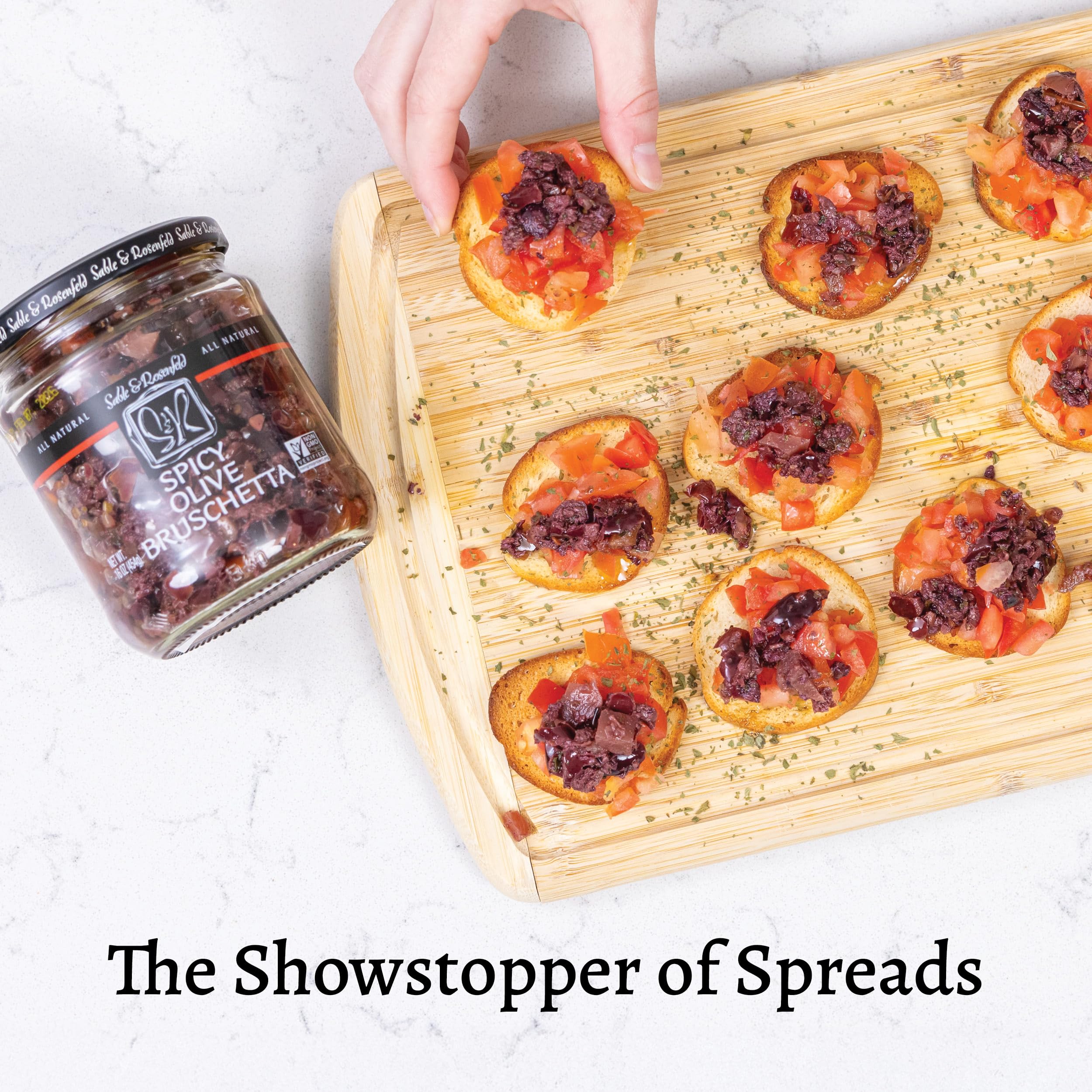 Mediterranean Olive Bruschetta - Gluten-Free Sandwich Spread with Olive Oil for Muffuletta, Sandwiches, Dips, Crackers, Salads, & Appetizers, Kosher - Sable & Rosenfeld