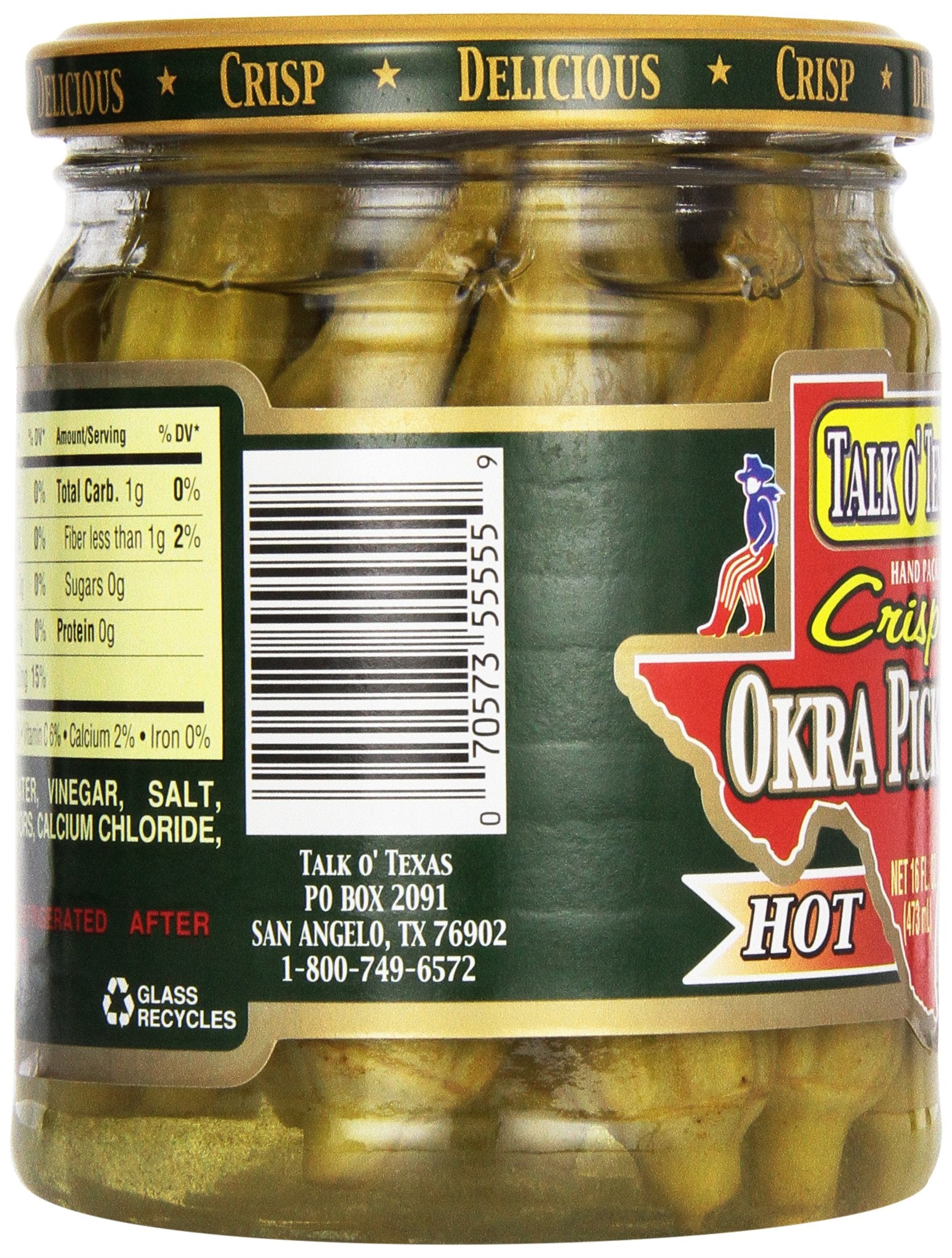 Talk O' Texas Okra Pickles, Hot, 16 oz