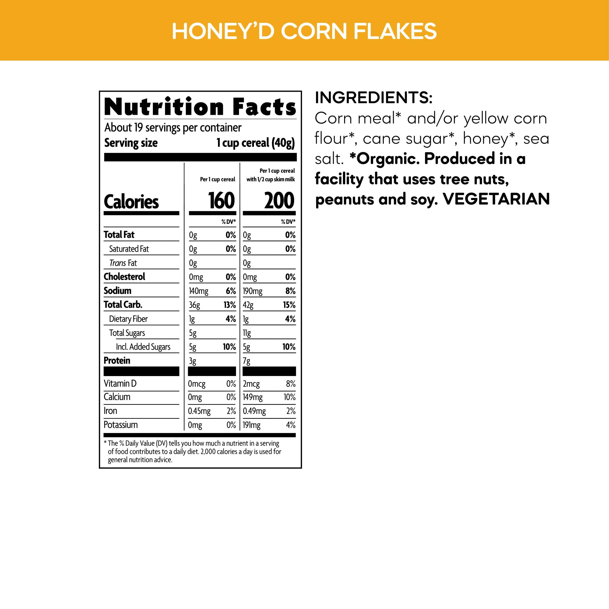 Nature's Path Organic Honey'D Corn Flakes Cereal, 10.6 oz, Gluten Free