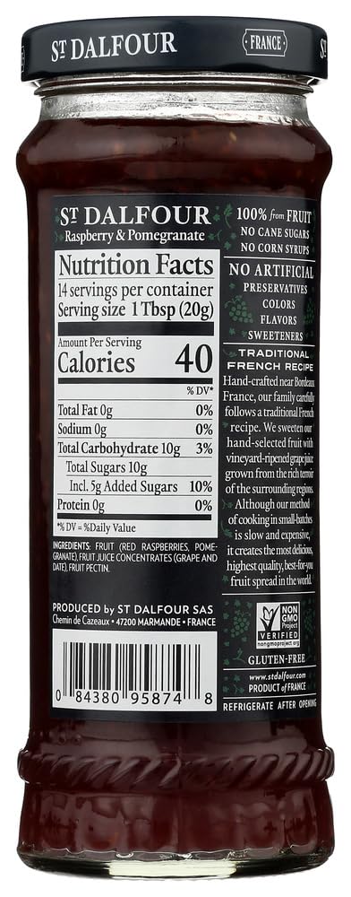 St. Dalfour All Natural Fruit Spread Red Raspberry and Pomegranate -- 10 oz - 2 pc