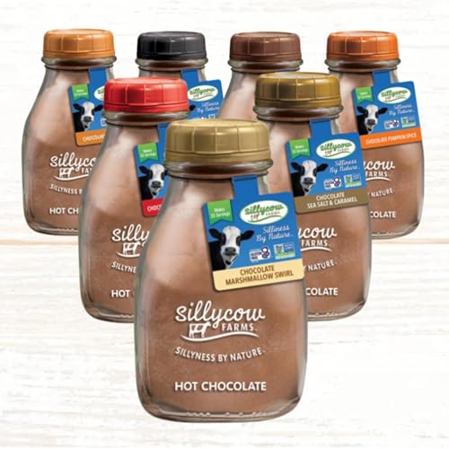 Silly Cow Farms Sampler Pack of Hot Chocolate 16.9oz Glass Jar (Pack of 4 Different Flavors) Select Variety Pack Below