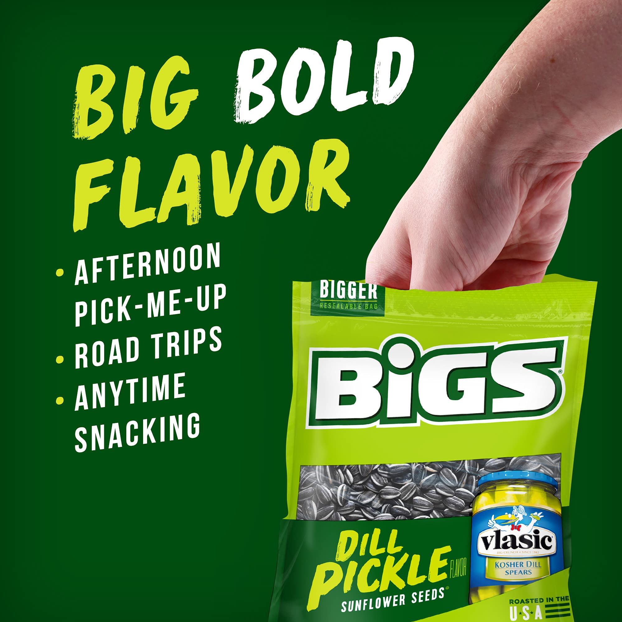 BIGS Vlasic Dill Pickle Sunflower Seeds, Keto Friendly Snack, Low Carb Life