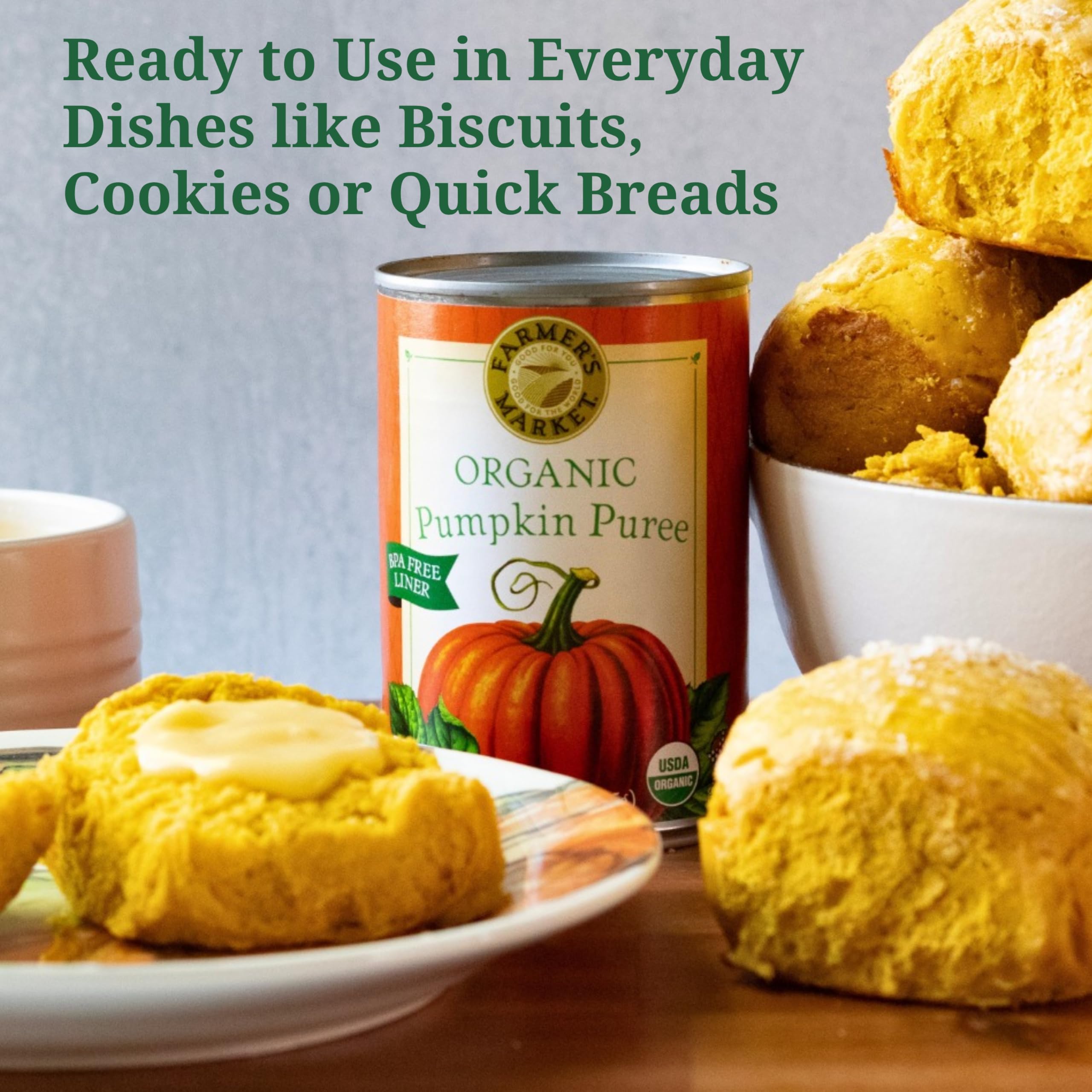 Farmer's Market Foods Organic Canned Pumpkin, 15-Ounce Cans