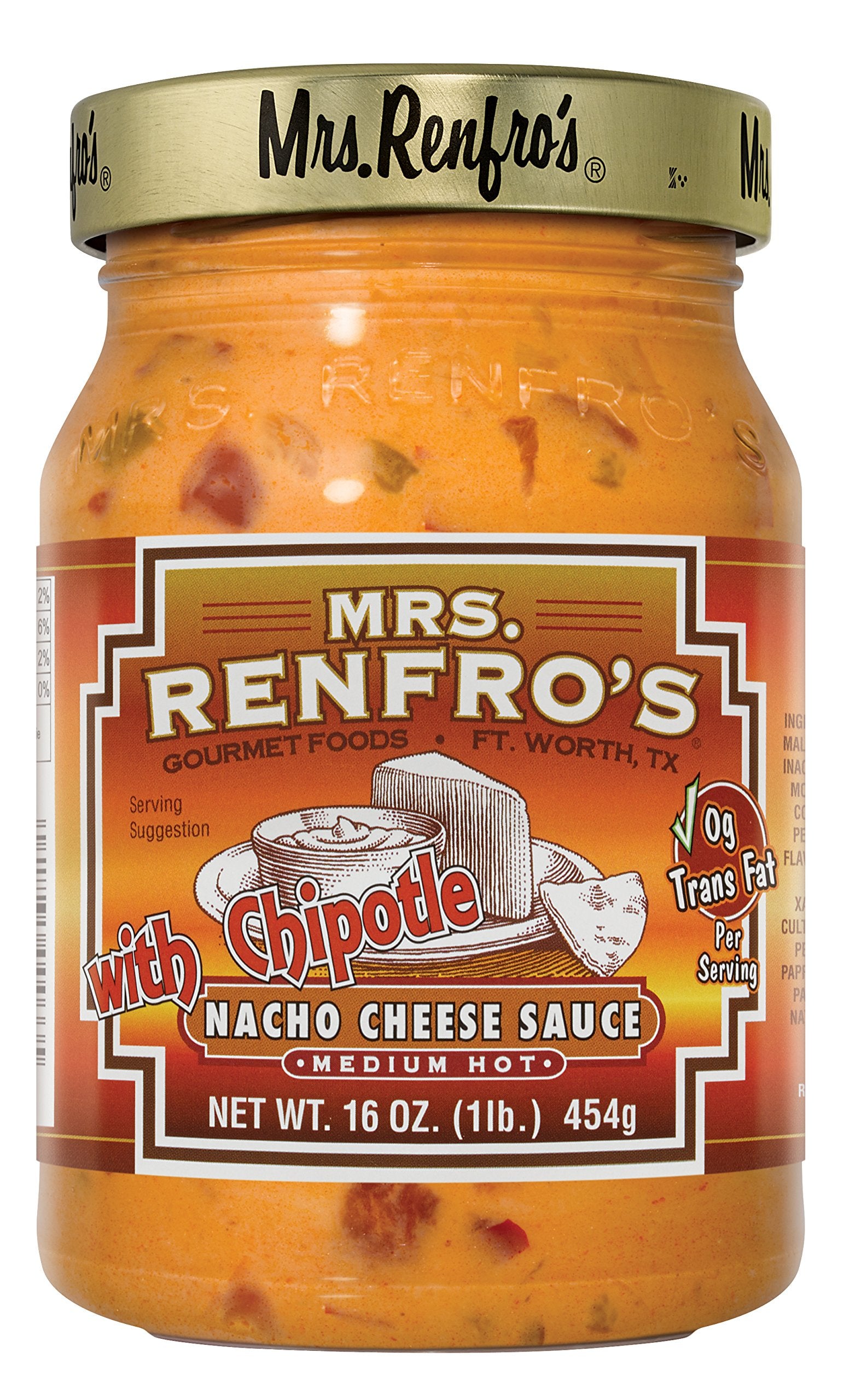 Mrs. Renfro's Ghost Pepper Nacho Cheese Dip, Gluten Free, No Added Sugar, 16 oz Jar