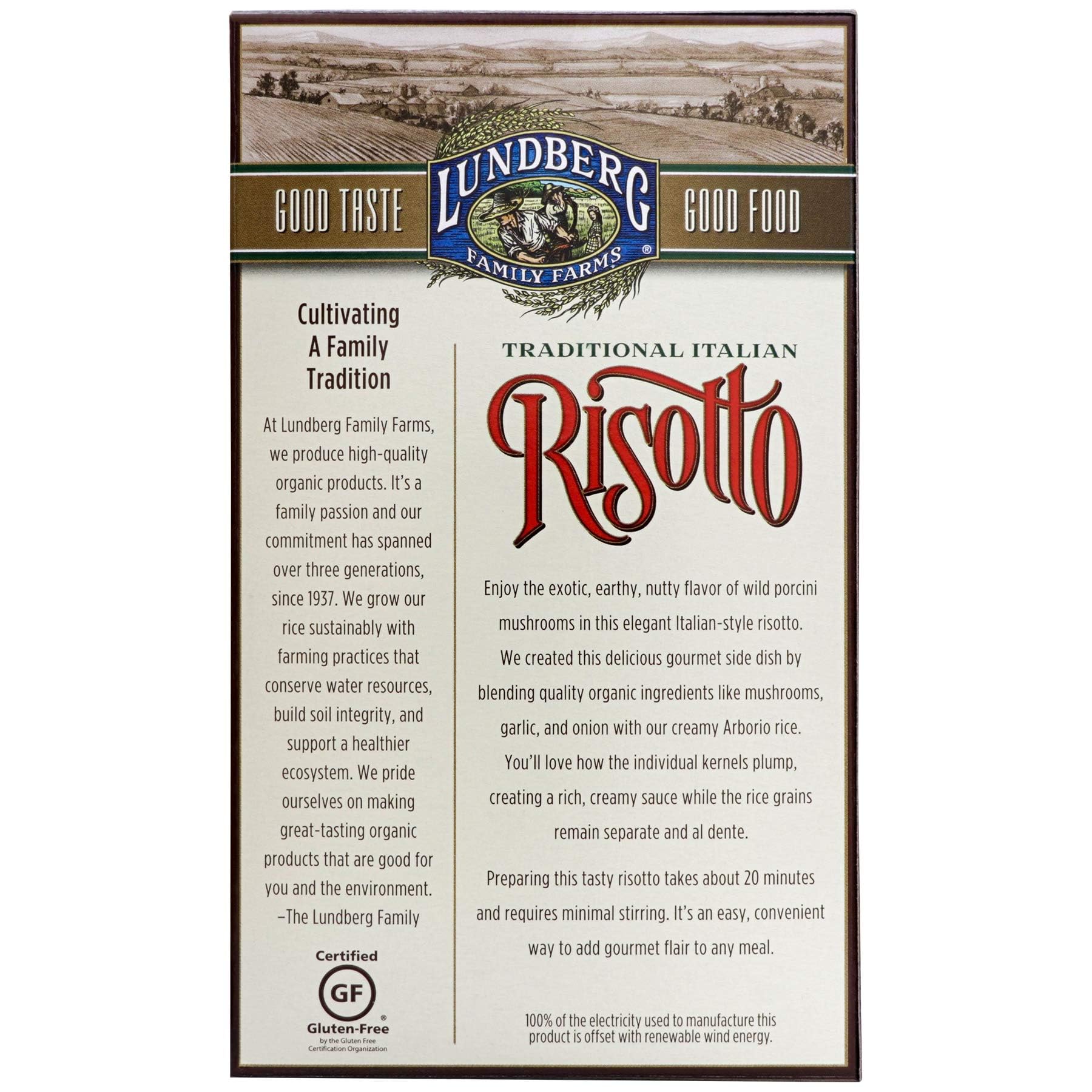 Lundberg Family Farms - Traditional Italian Risotto, Porcini Wild Mushroom, Convenient Side Dish, 20 Minute Cook Time, Pantry Staple, Non-GMO, Gluten-Free, USDA Certified Organic (5.9 oz, 6-Pack)