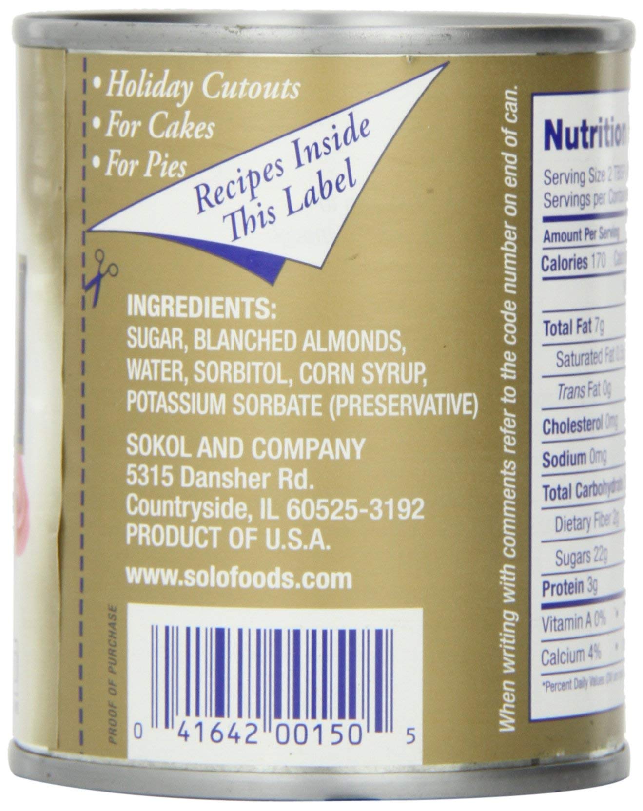 Solo Marzipan, 8-Ounce Unit (Pack of 6)