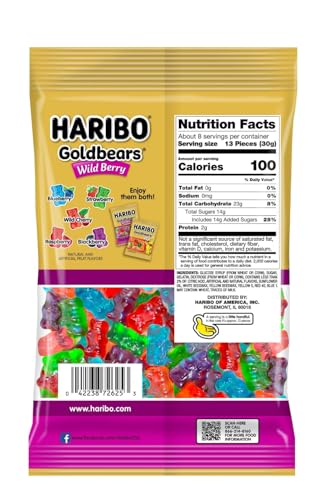 Haribo, Gummi Candy Wild Berry Share Size, 5 Ounce
