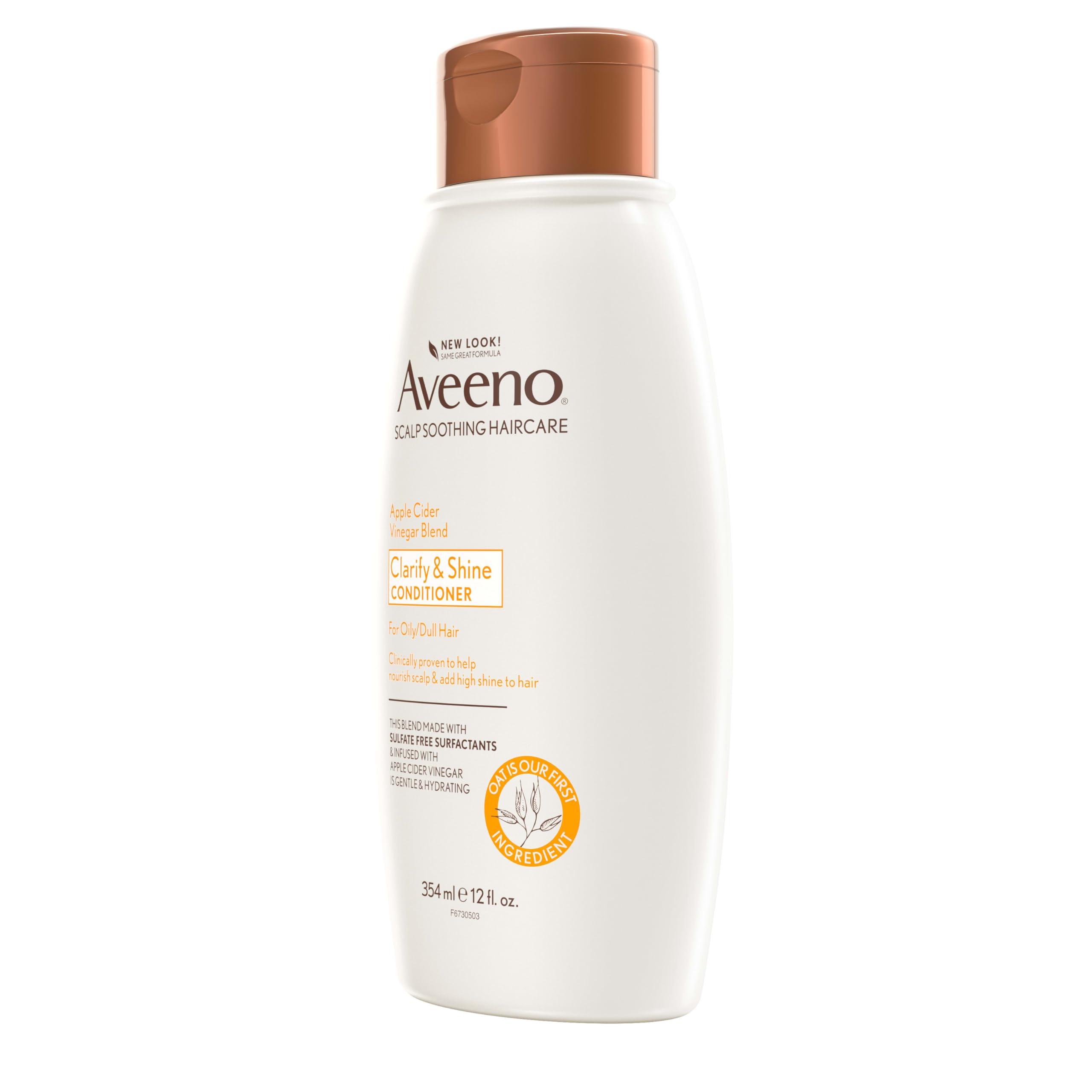 Aveeno Apple Cider Vinegar Sulfate-Free Conditioner for Balance & High Shine, Daily Moisturizing & Scalp Soothing Conditioner for Oily or Dull Hair, Paraben & Dye-Free, 12oz