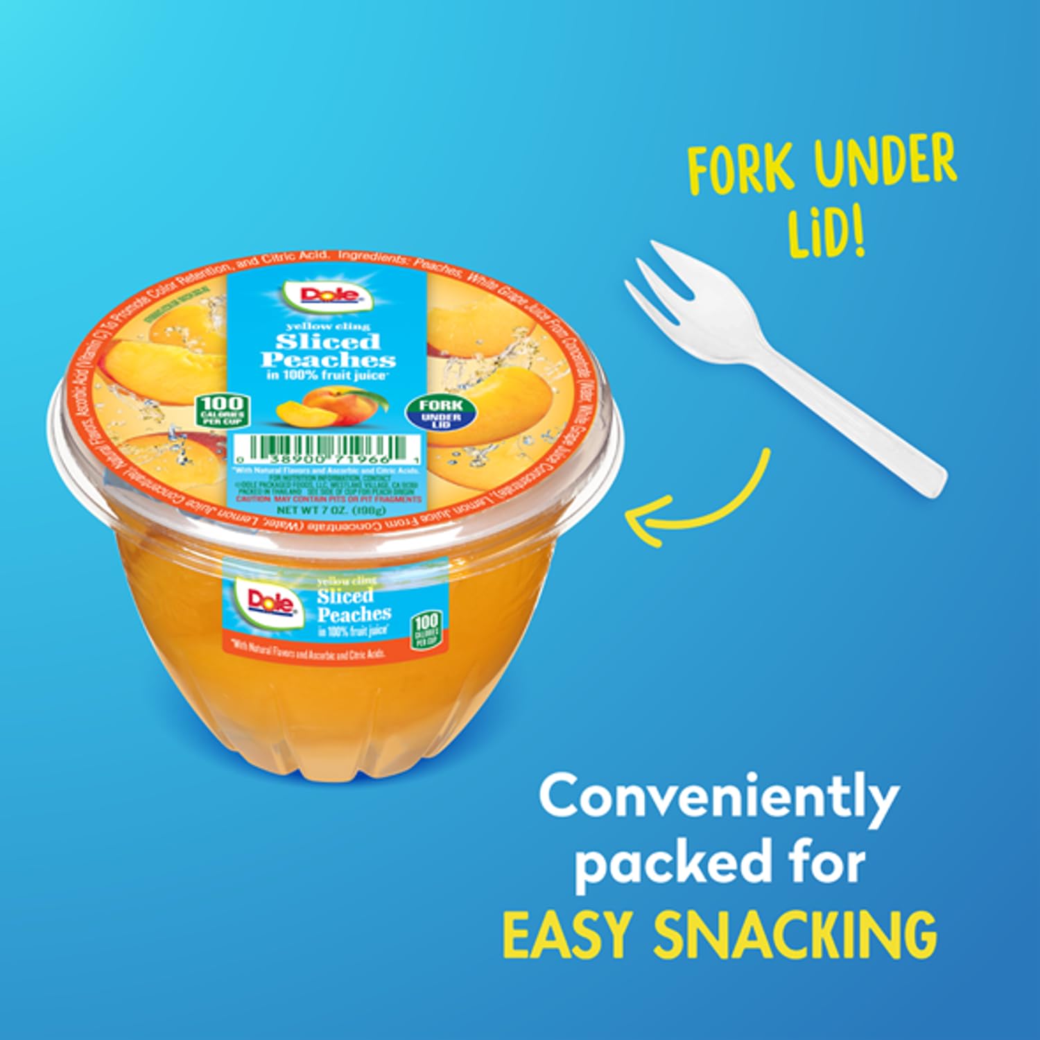 Dole Fruit Bowls Diced Peaches in 100% Juice, Gluten Free Healthy Snack, 7 Oz, 12 Total Cups