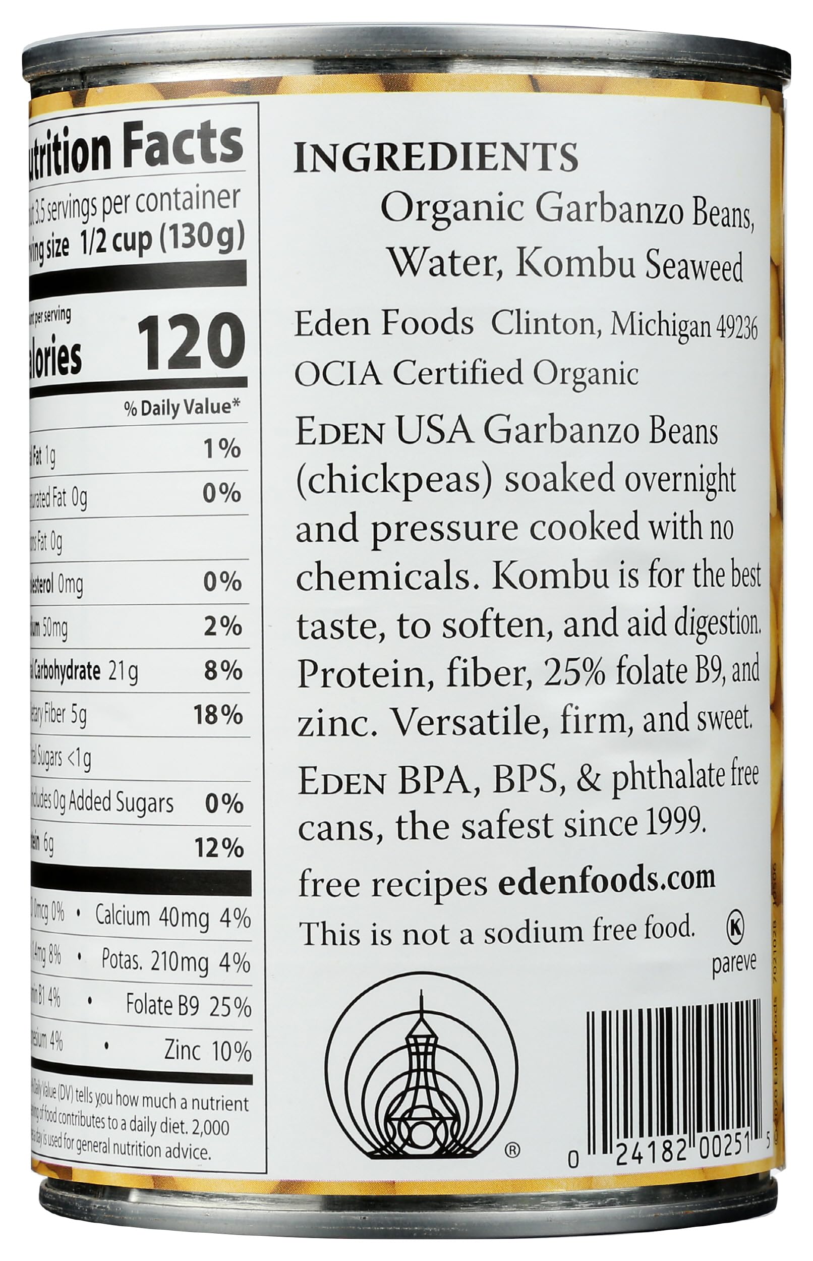 Eden Organic Garbanzo Beans, No Salt Added
