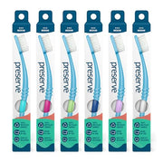 Preserve Eco Friendly Adult Toothbrushes, Made in The USA from Recycled Plastic, Bristles Vary, Colors Vary, 6 Count